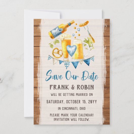 日付オクトーバーフェストの結婚バイエルンのカードを保存 招待状 (正面)