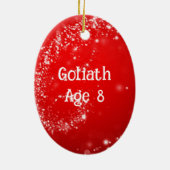 日付オーバルドッグフォトクリスマスオーナメント セラミックオーナメント (裏面)