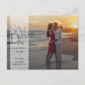 日付オーバーレイエレガントバナーの写真を保存結婚する ポストカード (正面)