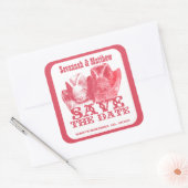 日付カウボーイ女性のカーボーイ帽子のステッ結婚カーを保存 スクエアシール (封筒)