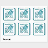 日付カウボーイ女性のカーボーイ帽子のステッ結婚カーを保存 スクエアシール (シート)