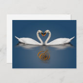 日付カエレガントードを保存する白鳥の写真ハート 案内ポストカード (正面/裏面)