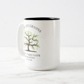 日付カスタマイズ付き家族再会系譜ツリー ツートーンマグカップ (正面左)