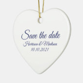 日付カスタムの通知結婚の保存 セラミックオーナメント (左)