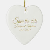 日付カスタムの通知結婚の保存 セラミックオーナメント (右)