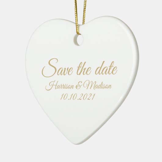 日付カスタムの通知結婚の保存 セラミックオーナメント (左)