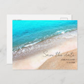 日付カスタムはがきを保存するビーチ結婚式 ポストカード (正面/裏面)