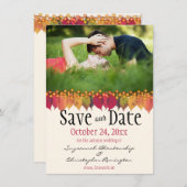 日付カスタムを保存するフォト紅葉ライト 案内状 (正面/裏面)