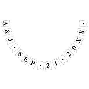 日付カスタム付きイニシャルの新婦+新郎結婚 バンティングフラッグ