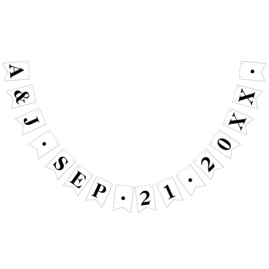 日付カスタム付きイニシャルの新婦+新郎結婚 バンティングフラッグ (全)