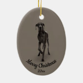 日付カスタム付き写真クリスマスグレートDane犬ペット セラミックオーナメント (裏面)