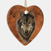 日付カスタム付き、ウルフ、狼&トラック動物 セラミックオーナメント (右)