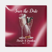 日付カスタム磁石を保存するワイングラス マグネット (正面)