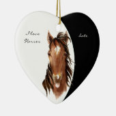 日付カスタム私は馬の水の色の馬を愛する セラミックオーナメント (右)
