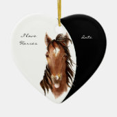 日付カスタム私は馬の水の色の馬を愛する セラミックオーナメント (正面)