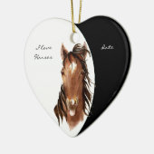 日付カスタム私は馬の水の色の馬を愛する セラミックオーナメント (左)