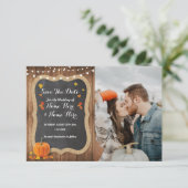 日付カボチャ素朴チョークウッド招待状を保存 セーブザデート (スタンド正面)