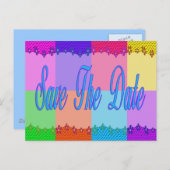日付カラフルの保存 案内ポストカード (正面/裏面)