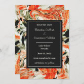 日付カラフルを保存する大理石結婚式 セーブザデート (正面/裏面)