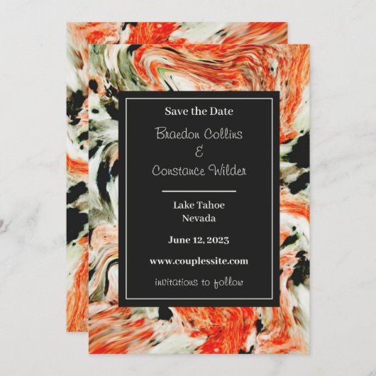 日付カラフルを保存する大理石結婚式 セーブザデート (正面/裏面)