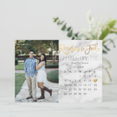 日付カレスペインのンダーの大理石金ゴールドを保存フェイクする 招待状 (スタンド正面)