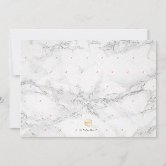 日付カレスペインのンダーの大理石金ゴールドを保存フェイクする 招待状 (裏面)