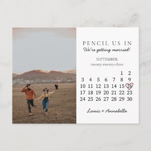 日付カレンダーの保存バラハート2023年9月 ポストカード (正面)