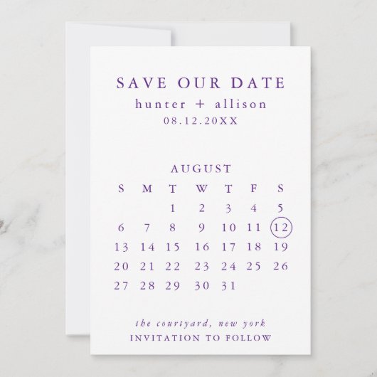 日付カレンダーの保存 セーブザデート (正面)