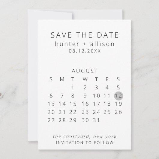 日付カレンダーの保存 セーブザデート (正面)