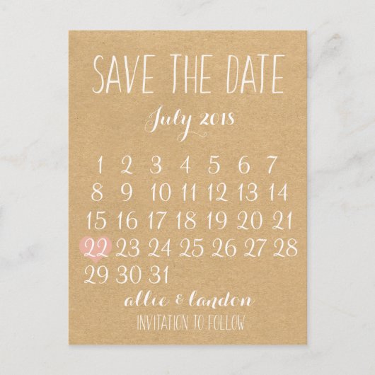 日付カレンダーの保存 案内ポストカード (正面)