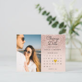 日付カレンダーの変更バラ金ゴールドグリッター写真 ポストカード (スタンド正面)