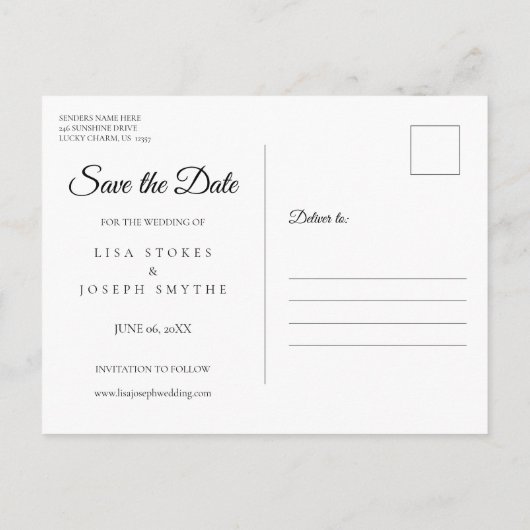 日付カレンダーの木材素朴金ゴールドハートの保存 案内ポストカード (裏面)