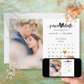 日付カレンダーの金ゴールドエレガントハート写真の保存 招待状