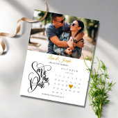 日付カレンダーの金ゴールドハート写真の保存 案内ポストカード