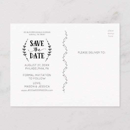 日付カレンダーはがきの国を保存素朴する 案内ポストカード (裏面)