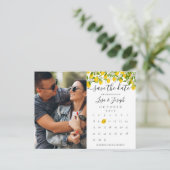 日付カレンダーを保存するレモンの花の写真 案内ポストカード (スタンド正面)