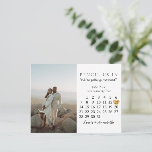 日付カレンダーハートの保存2024年1月 ポストカード (スタンド正面)