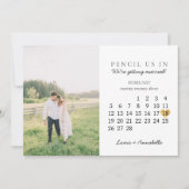 日付カレンダー金ゴールドハートの保存2023年2月 招待状 (正面)