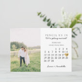 日付カレンダー金ゴールドハートの保存2023年2月 招待状 (スタンド正面)