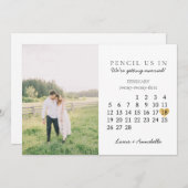 日付カレンダー金ゴールドハートの保存2023年2月 招待状 (正面/裏面)