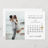 日付カレンダー金ゴールドハートの保存2023年4月 招待状 (正面/裏面)