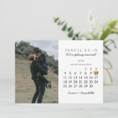 日付カレンダー金ゴールドハートの保存2023年6月 招待状 (スタンド正面)