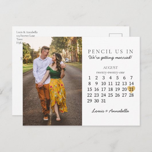 日付カレンダー金ゴールドハート威厳がある2021 ポストカード (正面/裏面)