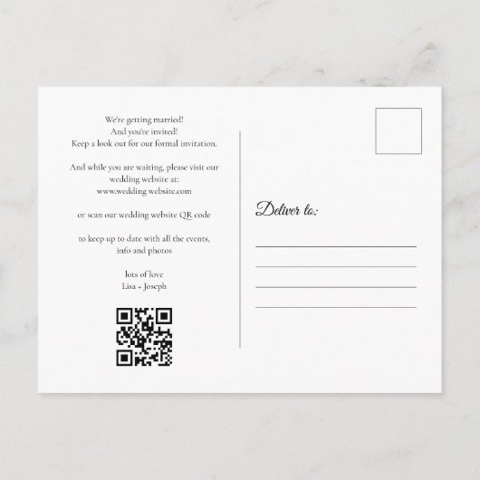 日付カレンダー金ゴールドハートQRコードの保存 案内ポストカード (裏面)