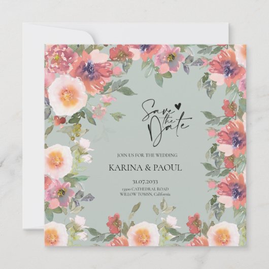 日付カードのフラット保存 セーブザデート (正面)