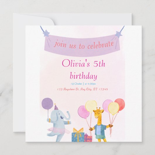 日付カードのフラット保存 招待状 (正面)