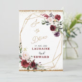 日付カードの保存シンプルフローラ 招待状 (スタンド正面)