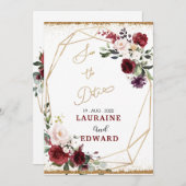 日付カードの保存シンプルフローラ 招待状 (正面/裏面)