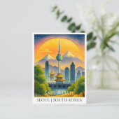 日付カードの保存 | ソウル韓国ウォーターカラー ポストカード (スタンド正面)