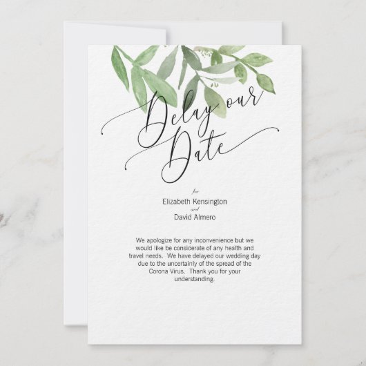 日付カードの遅延 – Corona Virus card 招待状 (正面)